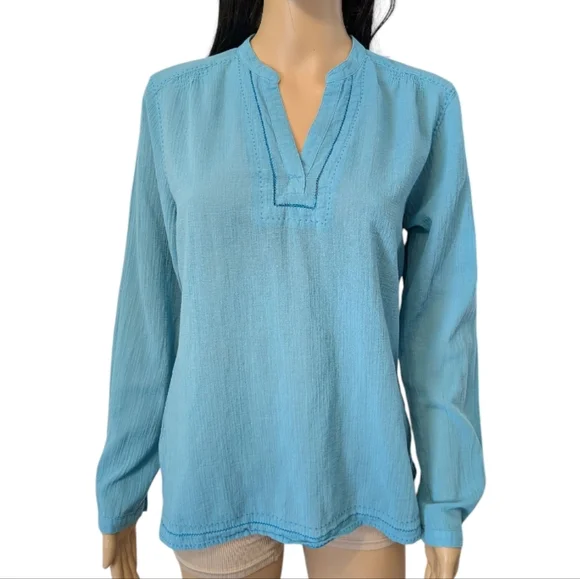 Eddie Bauer Turquoise Blue Blouse Women's Medium - Picture 9 of 9